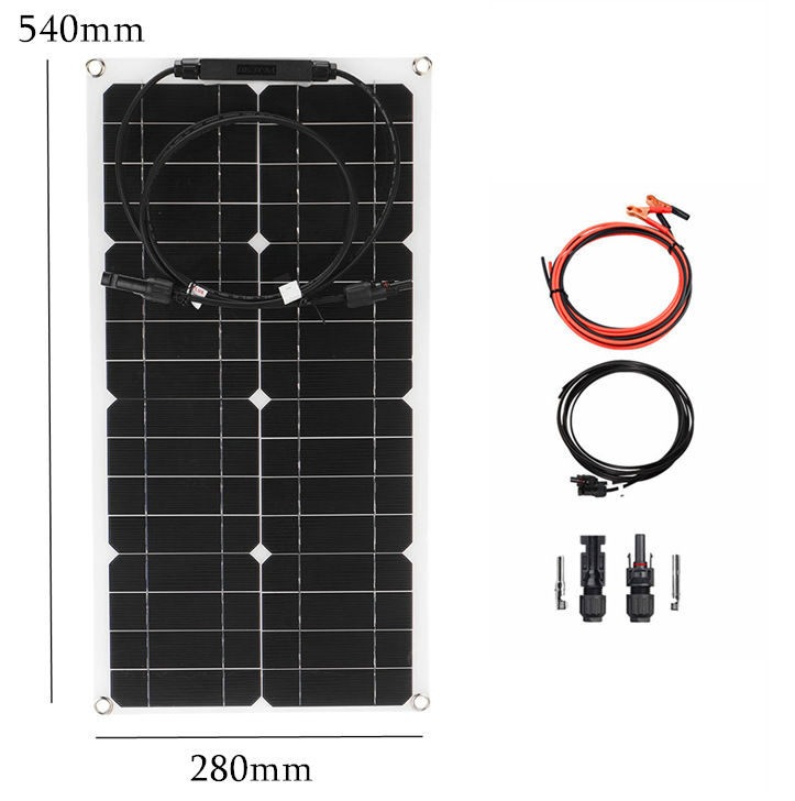 热销25W柔性太阳能电池板套件18V户外房车船太阳能板供电发电光伏