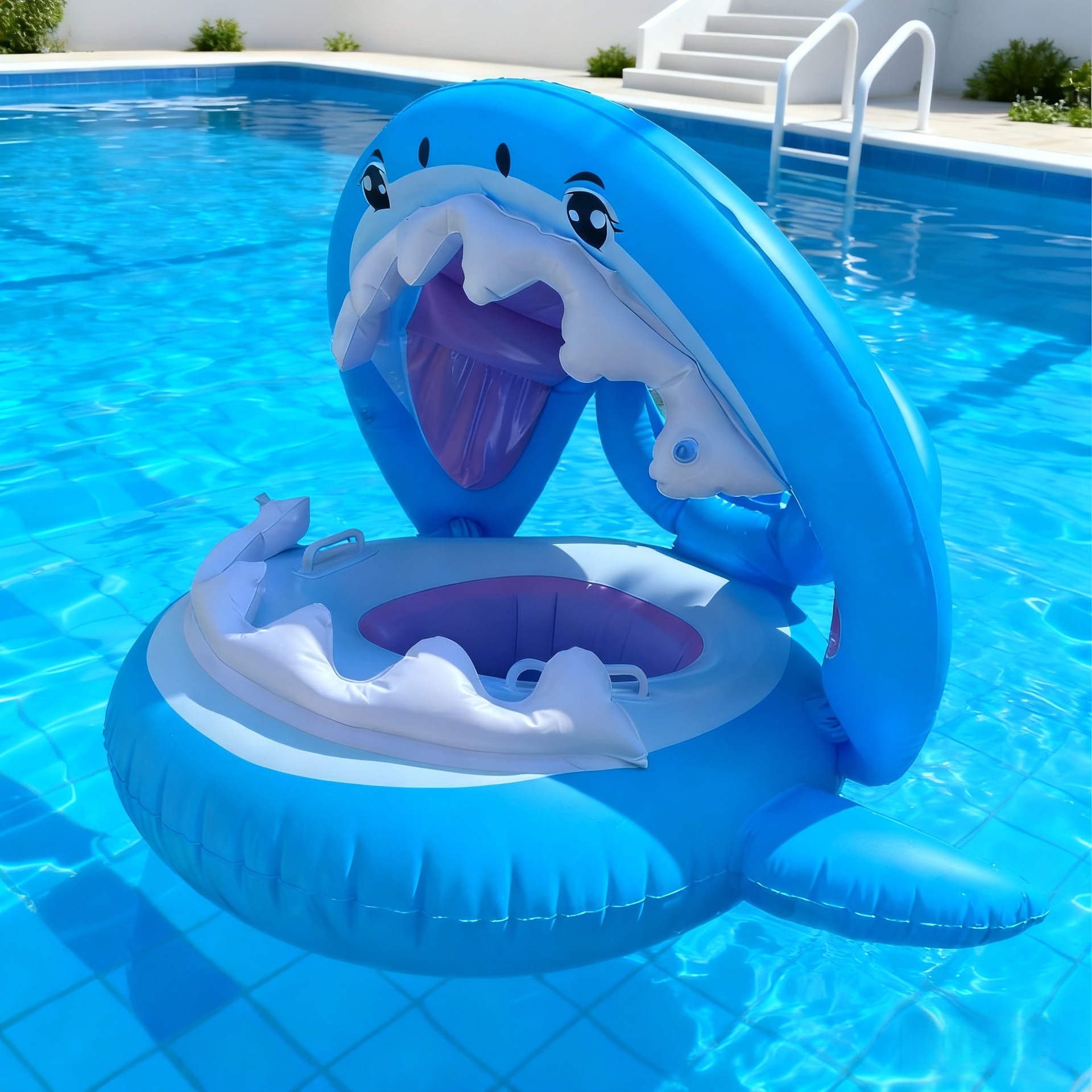 Large Thickened Infant and Toddler Play and Water Play Giant Mouth Shark Seat with Fluffy Shark Swimming Seat Cross-Border Hot Sale