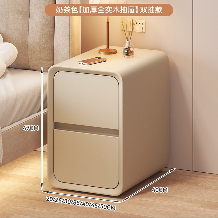 Cabina de cabecera de cama de aire de crema dormitorio pequeño ultra estrecho de hendidura cabina de lado de la cama sin instalación de cabina de almacenamiento de varios cajones dobles