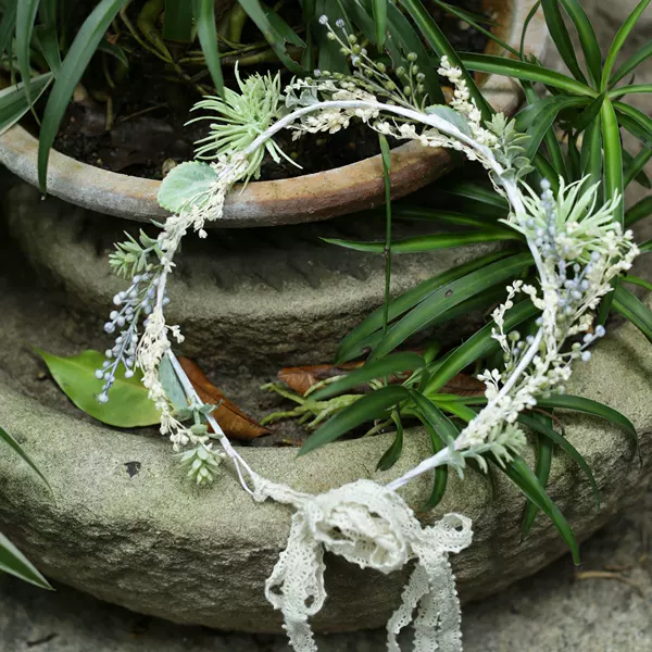 Forest-Style Green Fairy Millet Fruit Pearl Half-Wreath Bride's Handmade Japanese-Korean Style Accessories Simple Headpiece Hair Ornament