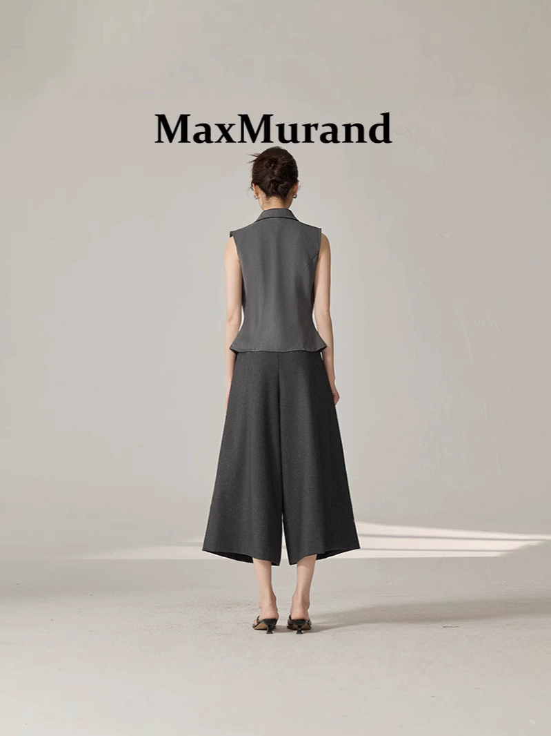 MaxMurand 2025 весна-лето новые девятипочковые широкие брюки для женщин, повседневные универсальные, скрывающие кожу, стройнящий драпирующийся эффект