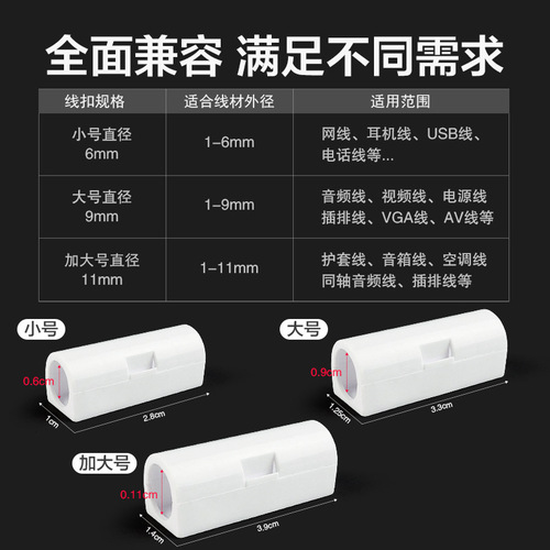 粘贴式第二代理线器桌面数据线整理网线排插线固定收纳翻盖卡扣