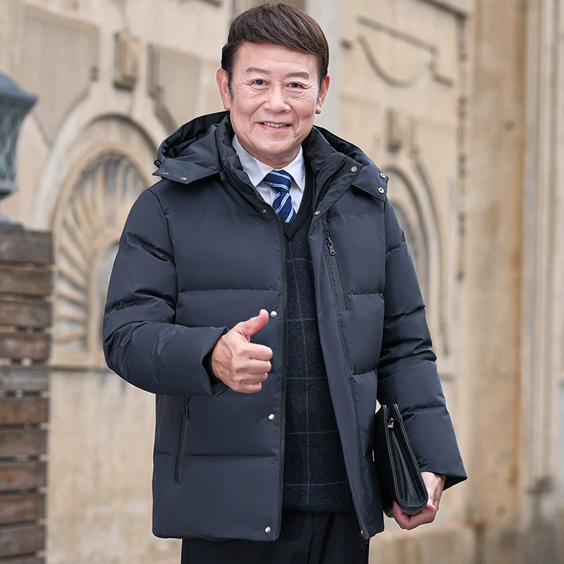Новая зимняя куртка 2025 года для мужчин среднего и старшего возраста, теплая повседневная зимняя куртка из белого утиного пуха, пуховик для папы.