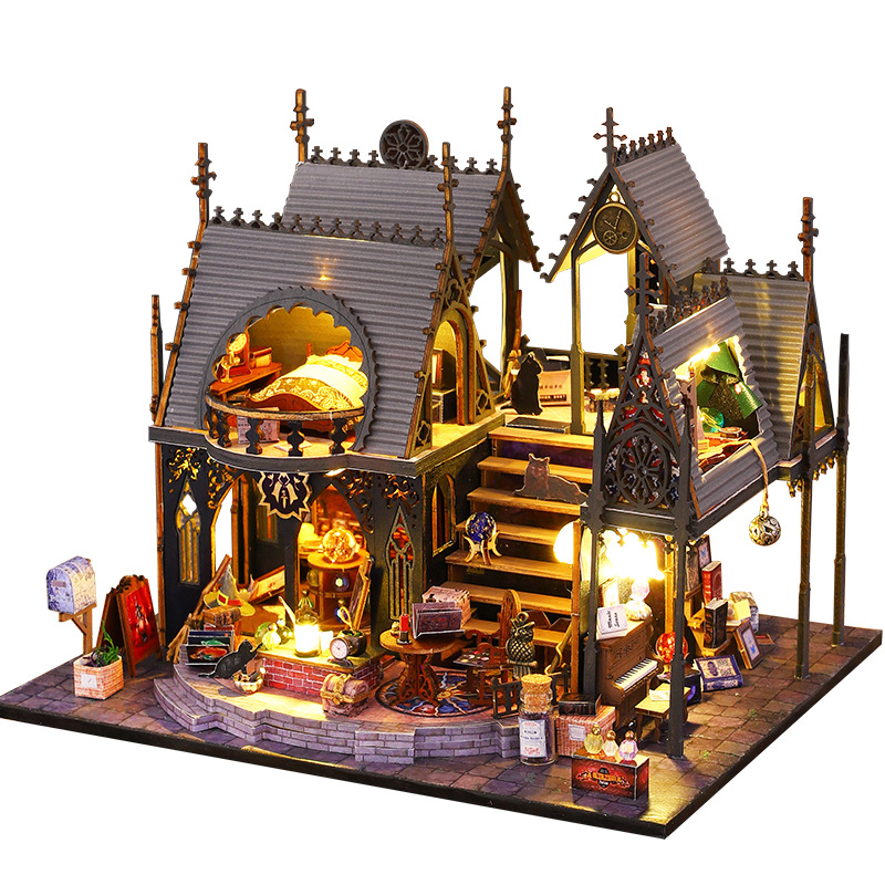 Jiate Casa de Campo bricolaje ES011 Luna Magic House montado a mano micro paisaje Casa Castillo regalo de Navidad