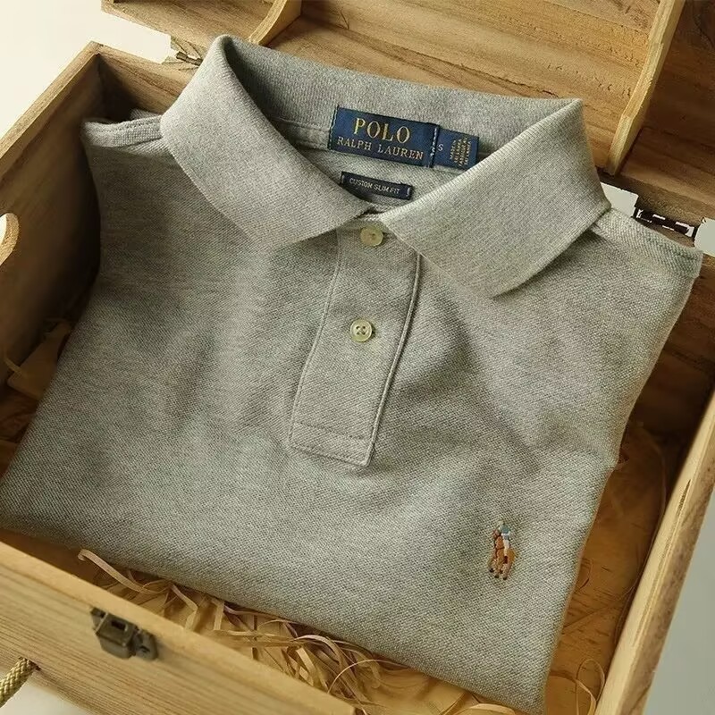 Cross-Border High-Quality Embroidered Basic Short-Sleeved Polo Shirt Men's Pique Cotton Lapel Half-Sleeve