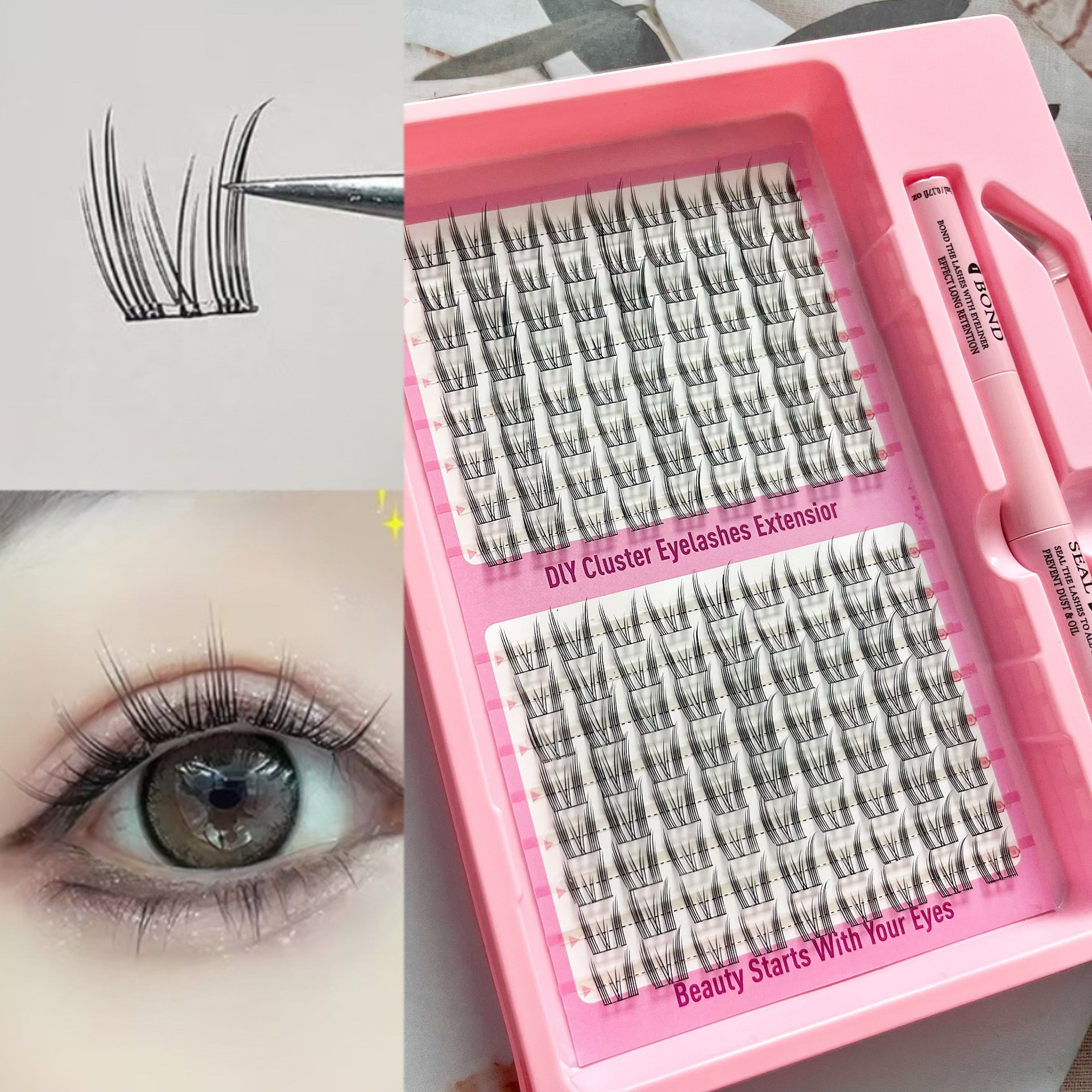 Conjunto de pestañas falsas transfronterizas de gran capacidad de gato elf puro deseo serie de venta caliente en Europa y América atmósfera de pestañas falsas