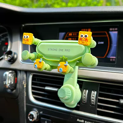 Car phone holder the Car, Cute Cartoon Car - h001-green-spongebob-squarepants-with-extension-pole