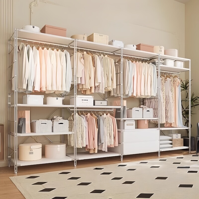 Clothes rack for bedroom, floor-standing coat rack, open metal wardrobe, home dressing room rack, easy-to-assemble clothes rack Clothes rack for bedroom, floor-standing coat rack, open metal wardrobe, home dressing room rack, easy-to-assemble clothes rack