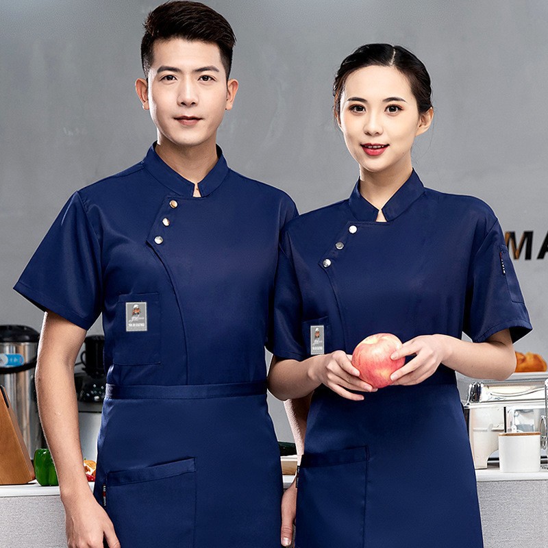 Chef de ropa de trabajo de los hombres de manga corta de verano Hotel catering hornear cocina occidental restaurante chef ropa delgada transpirable