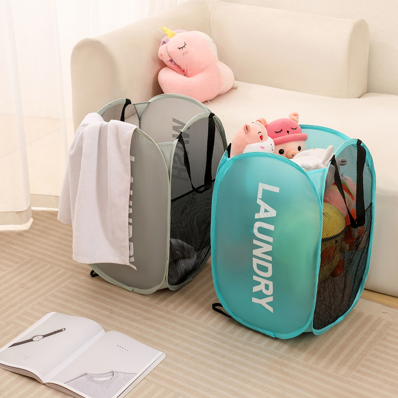 New Dirty Clothes Basket Foldable Portable Laundry Basket Bedroom Storage Artifact Plush Toy Storage Basket Factory Wholesale