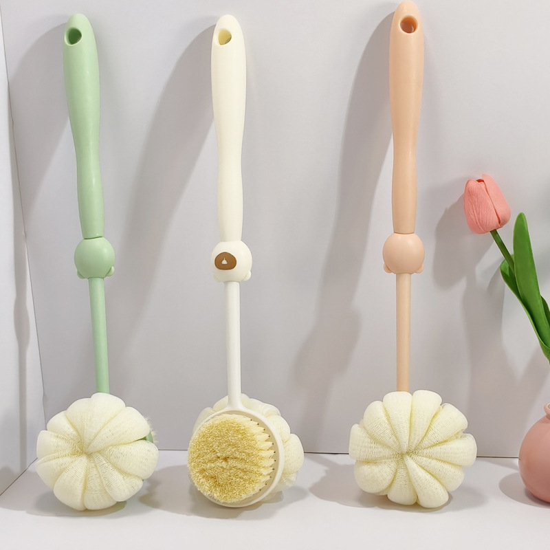 洗澡刷搓背不求人长柄软毛刷子沐浴刷双面沐浴搓泥去灰搓澡刷小熊