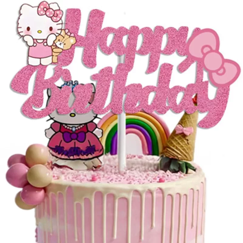 Украшение на день рождения милый котенок карта кроссбор Popular Hello Kitty hello kitty торт украшения