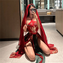 中國紅古裝情趣內衣肚兜新娘裝性感睡衣網紗透視激情套裝一件代發