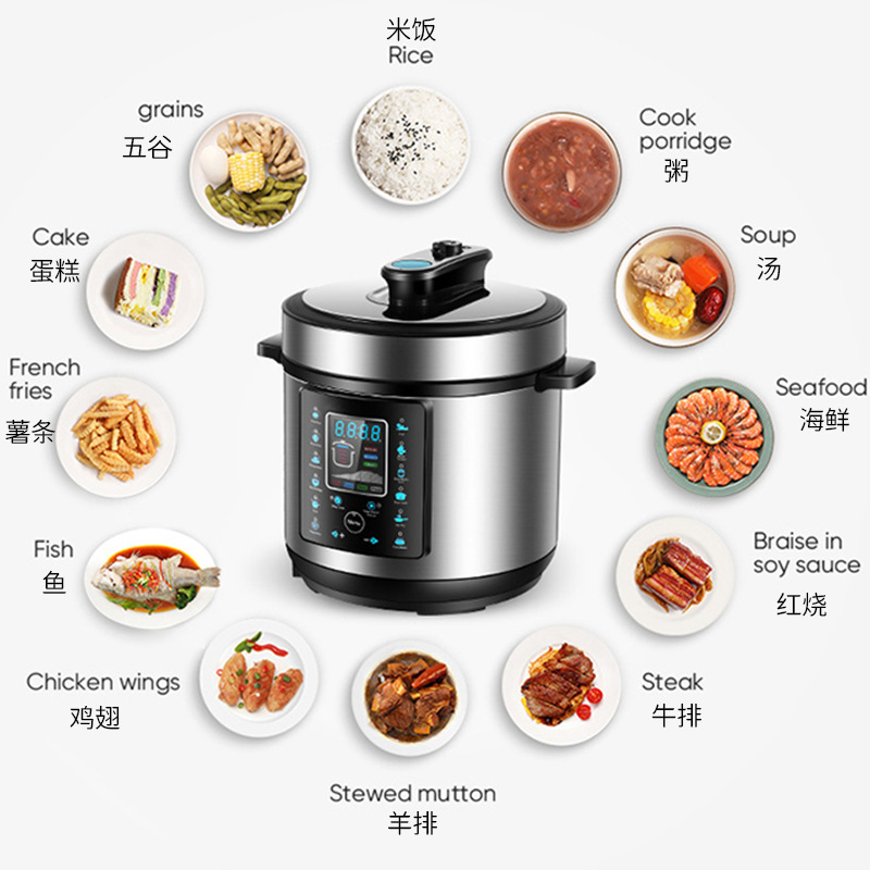 跨境出口多功能电压力锅5L6L大容量家用饭锅自动高压锅厂家定制|undefined
