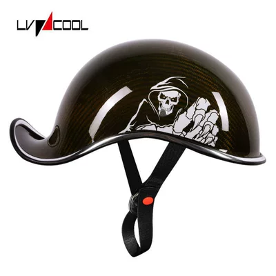 helmet, women's motorcycle half helmet, summer – Motosiklet kaskı (dəbilqə) - carbon-fiber-yellow-war-god-m