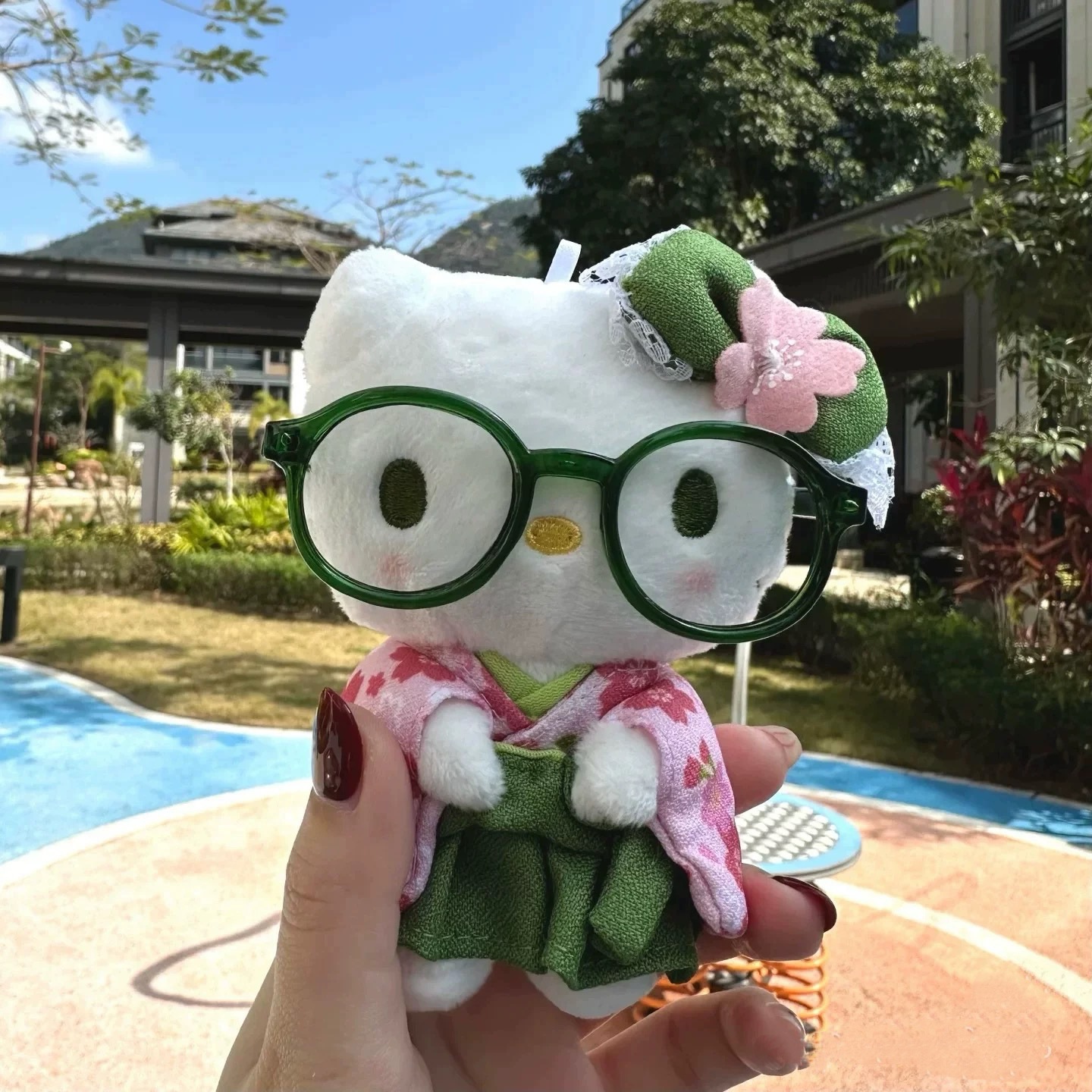 녹색 기모노 키티-녹색 안경