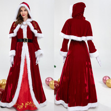 2022新款聖誕節服裝聖誕女王老人派對cosplay演出服小紅帽長款服