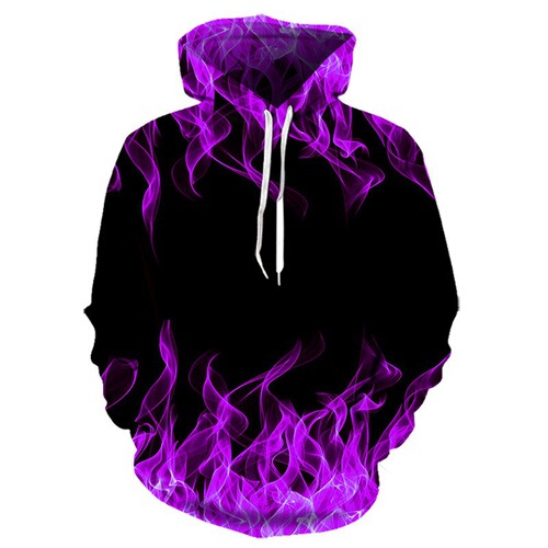 Men's and Women's Casual Hooded Sweatshirts with 3D Digital Printing, Multicolored Flame Series