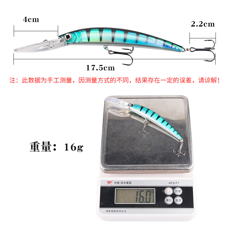 Luya cebo de lengua larga Mino buceo 15.3cm16g simulación de sonido perlas cebo falso agua dulce mar pesca abalorios cebo bajo