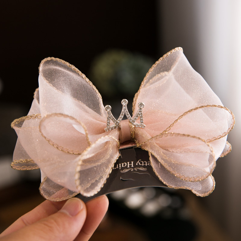 RY's own fairy hairpin Korean girl's snow gauze bow spring clip…