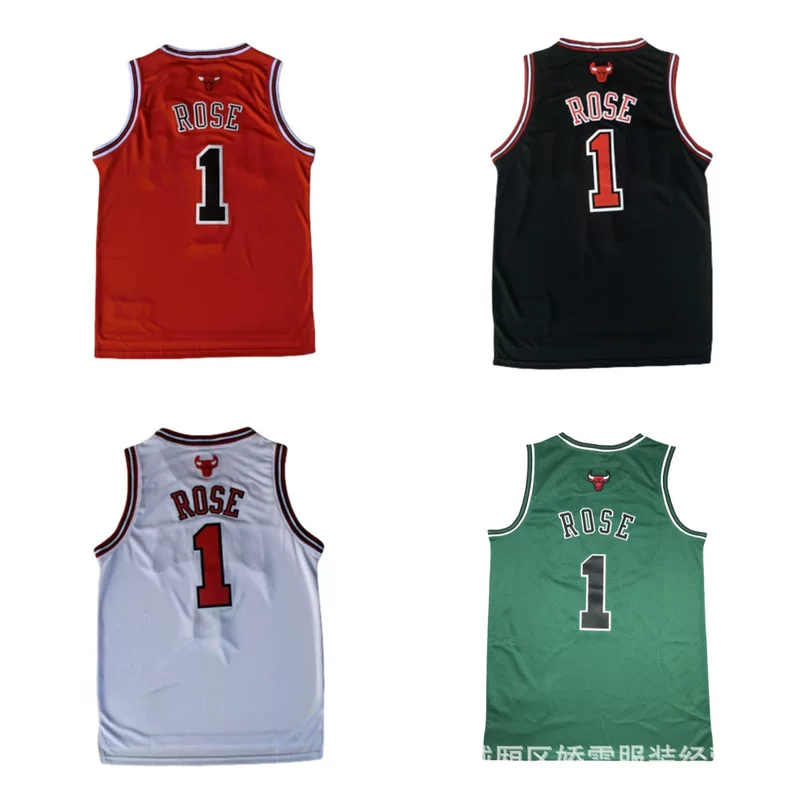 Баскетбольная форма Chicago №1 Rose джерси, NBA Bulls Rose, ретро вышивка