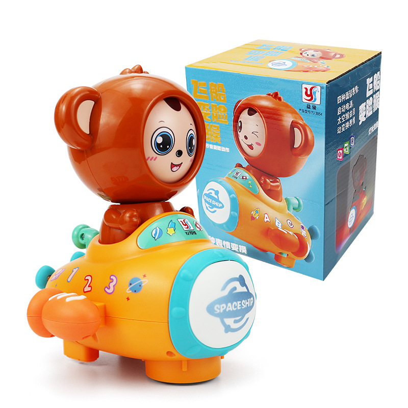 La misma nave espacial eléctrica cambia cara juguete mono luz universal eléctrica música nave espacial juguete suministro
