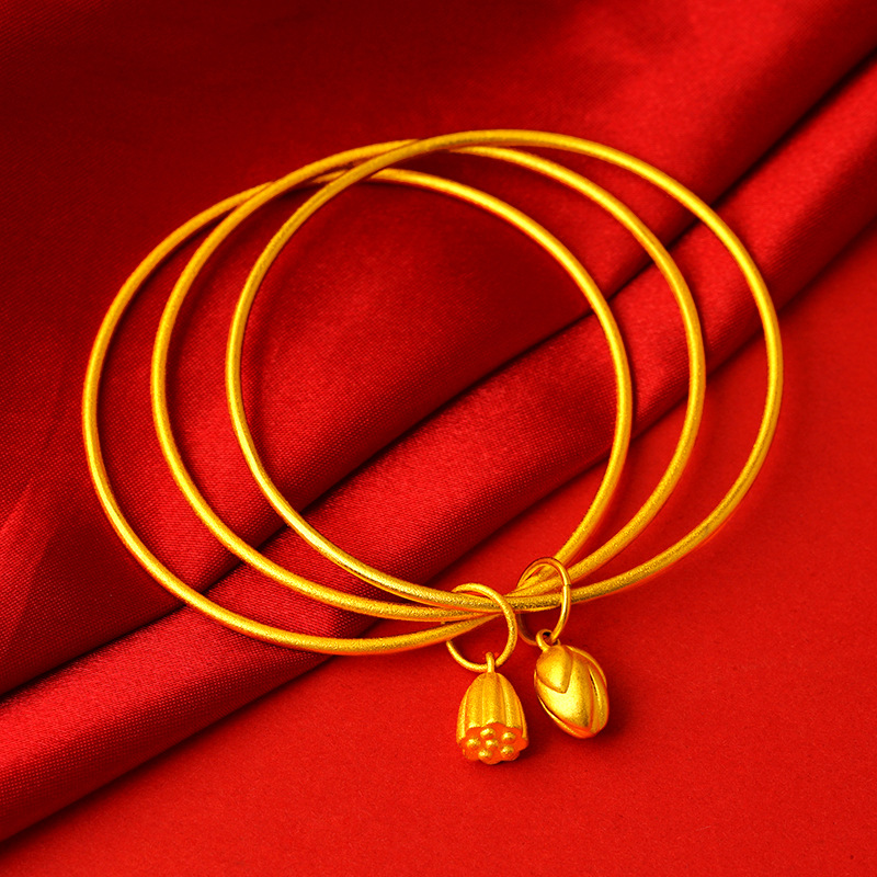 Arenas oro multi-Círculo pulsera sandblasting monedero esmerilado Lotus colgante tres anillo chapado en oro multi-alambre anillo al por mayor