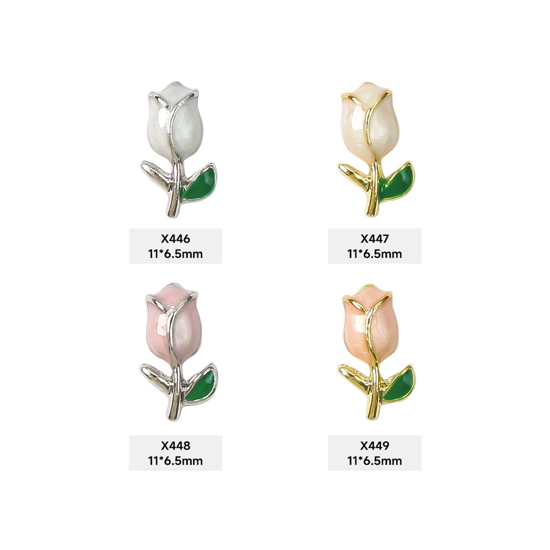 Popular arte del clavo tulipán joyería en línea celebridad aceite goteo flor Rosa nueva luz de lujo de aleación de metal decoración de uñas