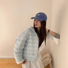 2025平湖霜林休闲百搭保暖通勤90白鸭绒立领抽绳羽绒服女外套