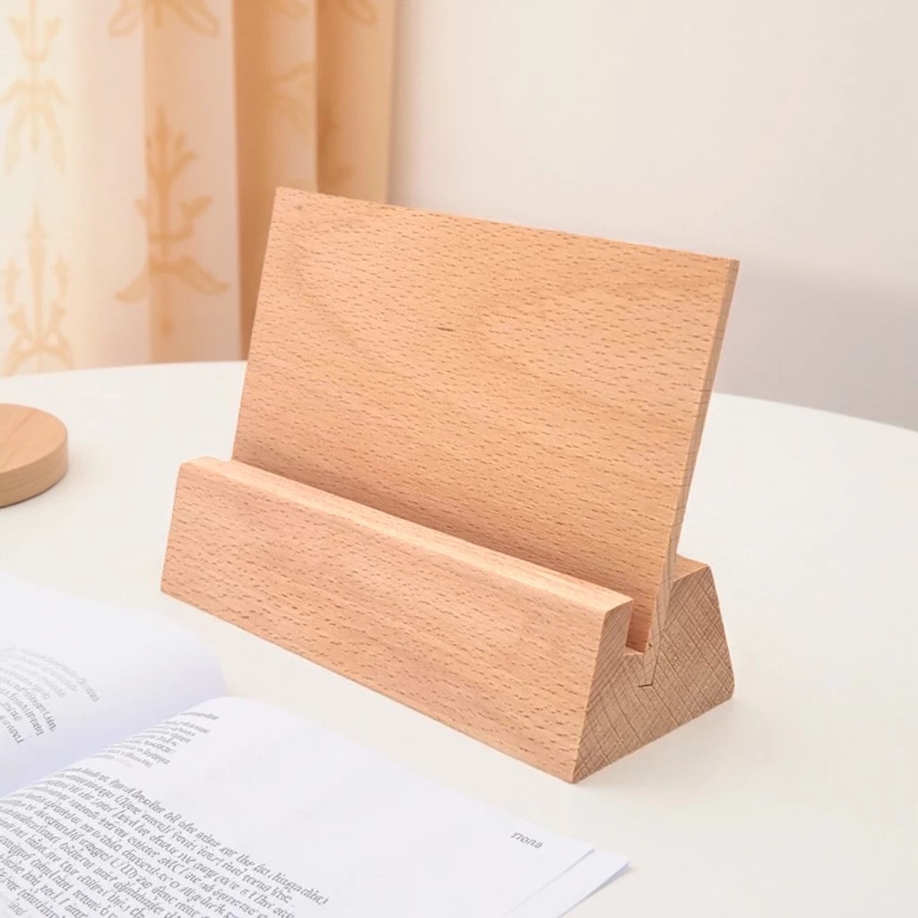 2026 Solid Wood Desk Calendar Base with Backrest Beech Wood Calendar Stand Wooden Desktop Ornaments New Year Gift Wooden Base