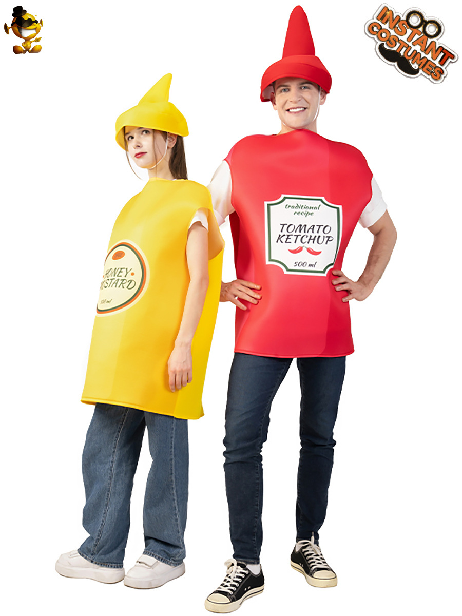 Pareja mostaza salsa de tomate traje Cosplay traje etapa traje Halloween carnaval mascarada