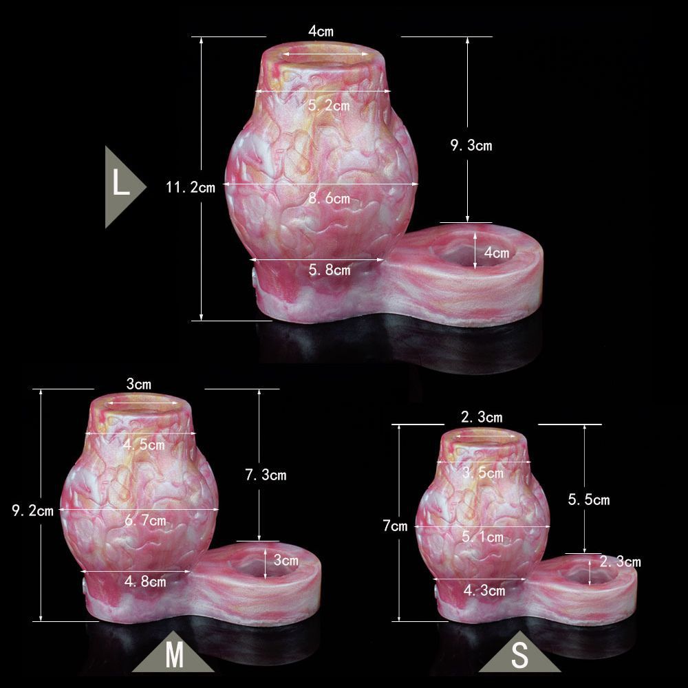 Qianai YOCY en forma de pene hueco Animal pene conjunto de bloqueo esencia sexo suministros para adultos anillo de bloqueo de piel virtual