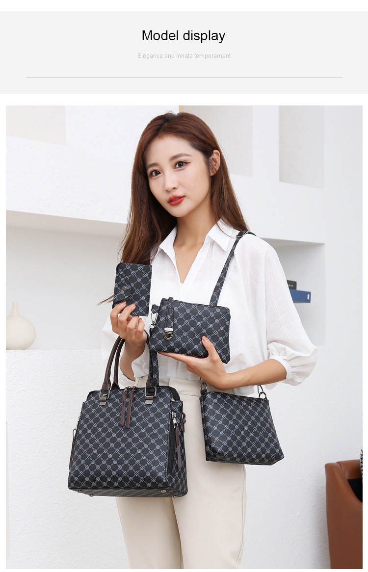 Women's Medium Pu Leather Solid Color Fashion Square Zipper Bag Sets display picture 1