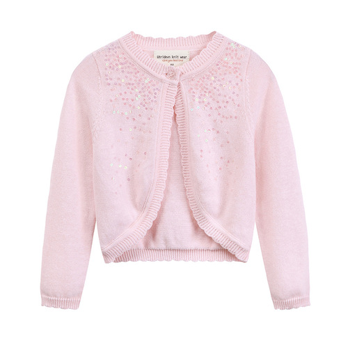 Korean Sparkling One-Pin Collar Scarf for Children - Summer Thin Version, Stylish Baby Girl Knit Sweater Jacket