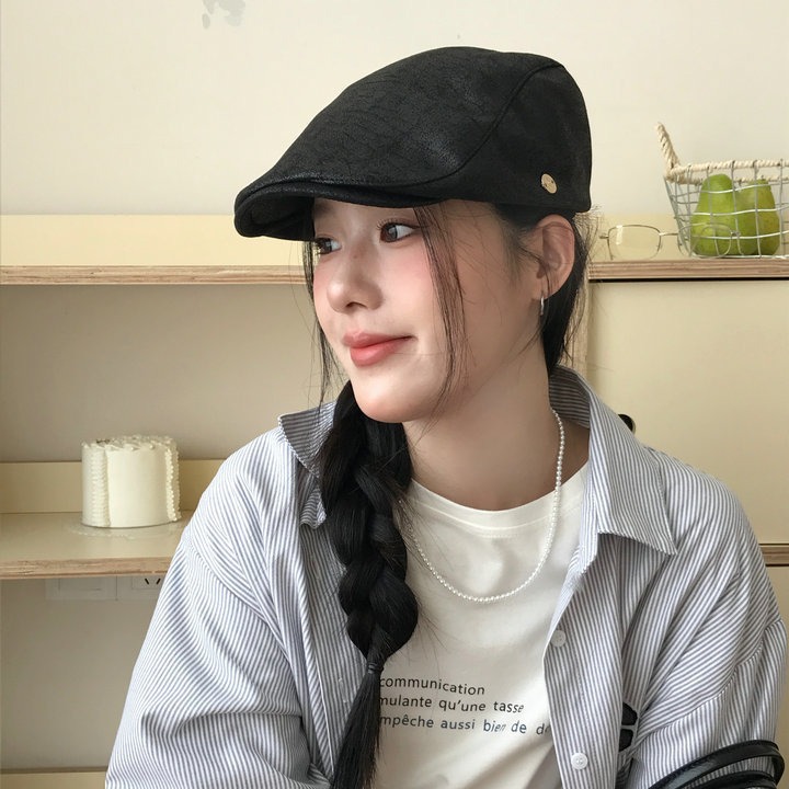 Κορεάτικο στυλ Vintage Forward Ευέλικτο Καφέ Ράμφος Πάπιας για Streetwear Trendsetters, Καπέλο Ζωγράφου, Δερμάτινο Καπέλο Ζευγαριού_voghion.com