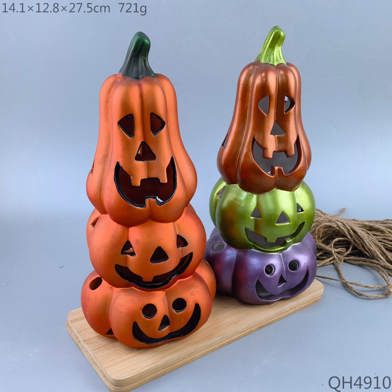 Lámpara de calabaza LED de Halloween, cosecha de otoño, festival de fantasmas, artesanía de cerámica, decoración, muestra de calabaza, personalización de imagen