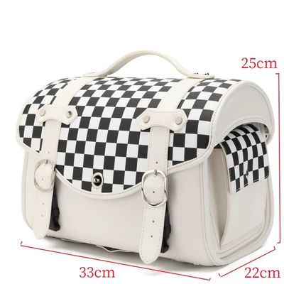 Motorcycle trunk Bag, Universal Rear Seat Bag - black-and-white-square-newly-upgraded-quick-release-model