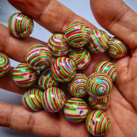 16mm镀UV彩彩虹棒棒糖圆珠 DIY手工串珠散珠串笔手机链饰品配件