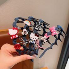 可爱卡通kt猫发箍儿童洗脸压发高颅顶头箍小女孩日常外戴牛仔头窟