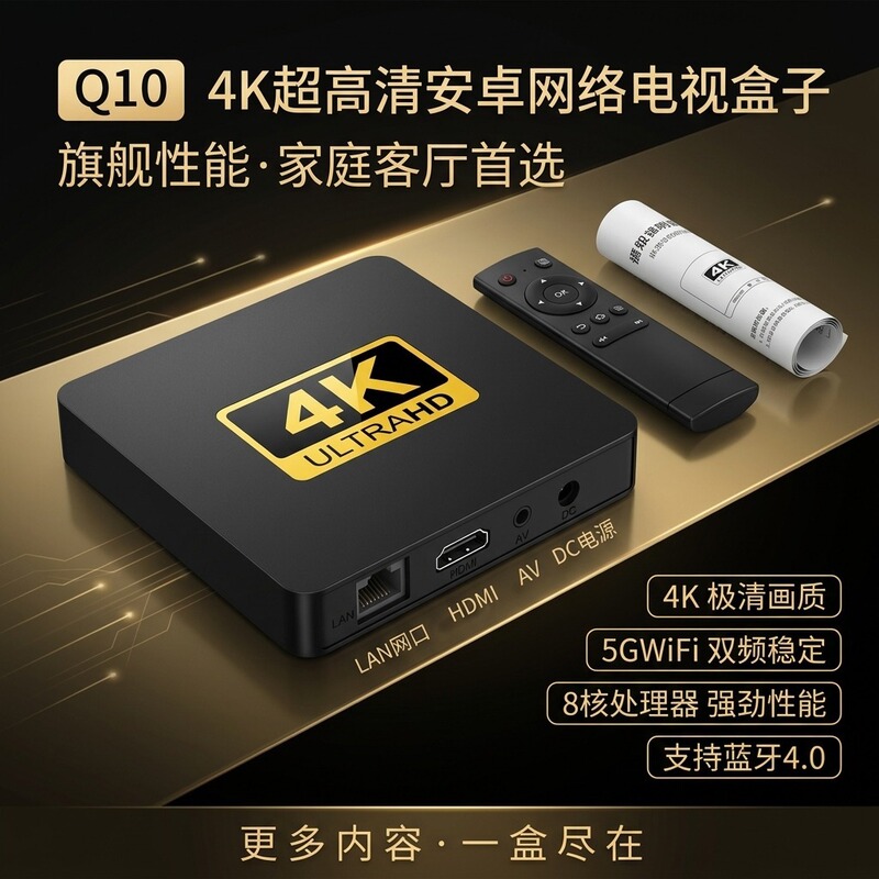 [Real Android 9.0] Tv Set-Top Box 5g Wireless Wifi Network Box with High-Speed Full Network Connectivity and Smart Voice Control