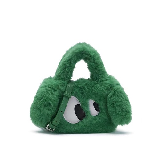 Furry Bag 2024 Winter Cute Big Eyed Puppy Handbag Crossbody Bag Plush Bucket Bag Women’s Bag