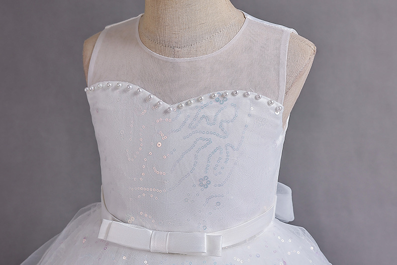 Robe de princesse longue en maille pour fille avec dentelle_voghion.com