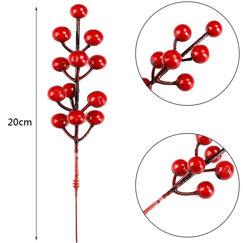 cross-border 12 heads fortune fruit red berry silver hollyberry gold twig cutting berry lunar new year flower decorative artificial flower