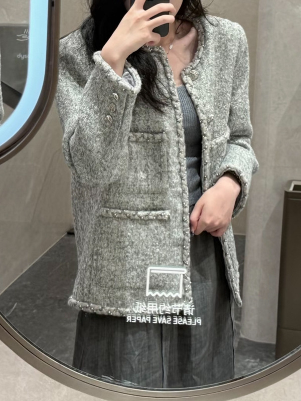法式富家千金高级感轻奢银灰小香风外套女秋冬新款小个子气质上衣|undefined