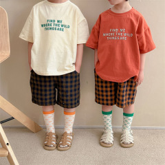 Children's clothing, children's summer new letter cotton t-shirt, small and medium-sized boys and girls, simple Japanese style, sleeveless, loose and trendy