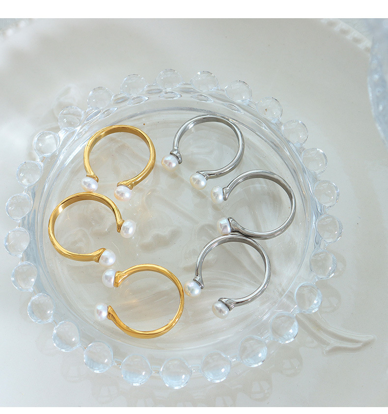 Womenu0027S Simple Style Geometric Stainless Steel Rings Plating Artificial Pearls Stainless Steel R