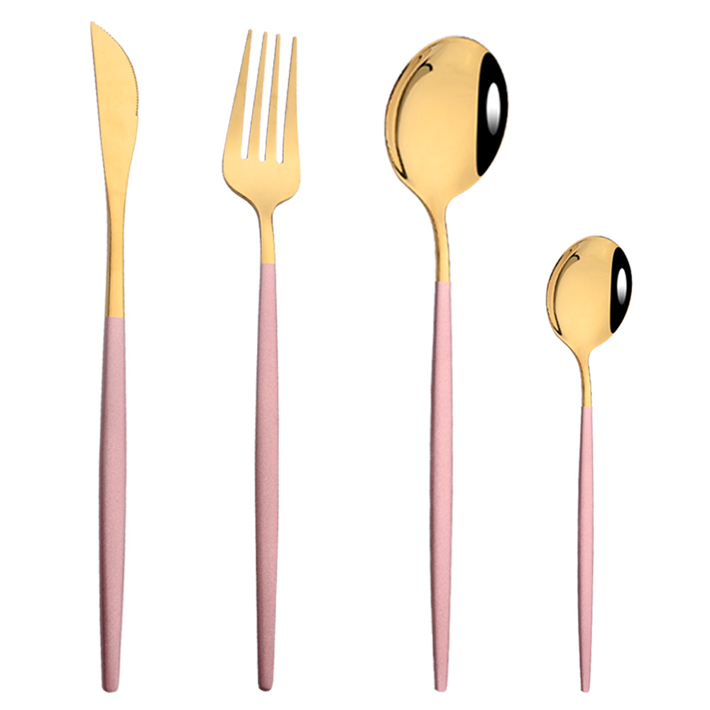 Vajilla de acero inoxidable portugués cuchillo de carne y tenedor portátil ins Hotel Occidental de oro occidental comida cuchillo y tenedor combinación