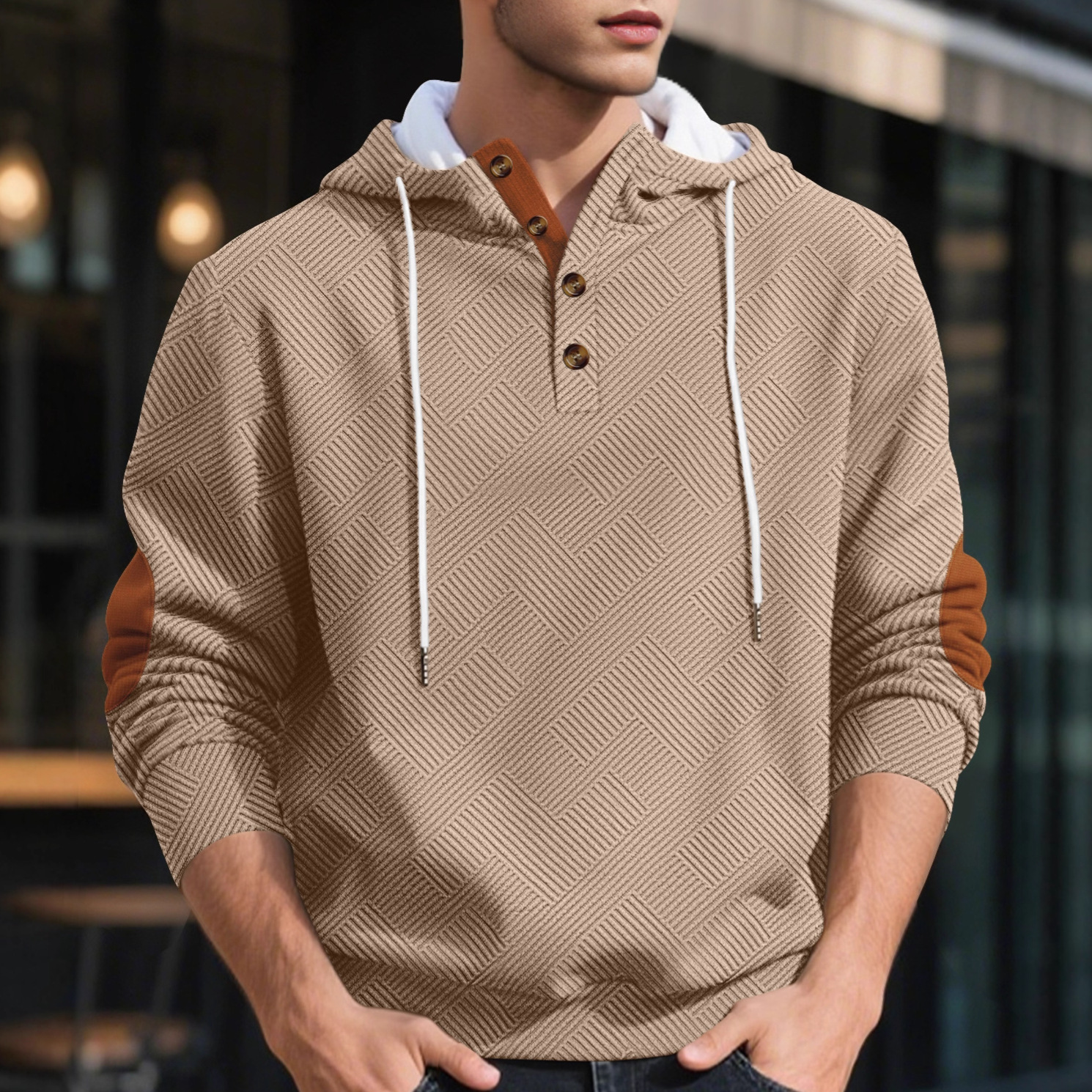 Transfronterizo americano suelto Henry chaqueta con tapa Amazon comercio exterior chaqueta con capuchón jacquard engrosado chaqueta de hombre