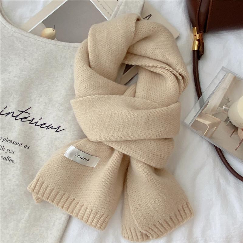 Knitted solid color keep warm universal scarf