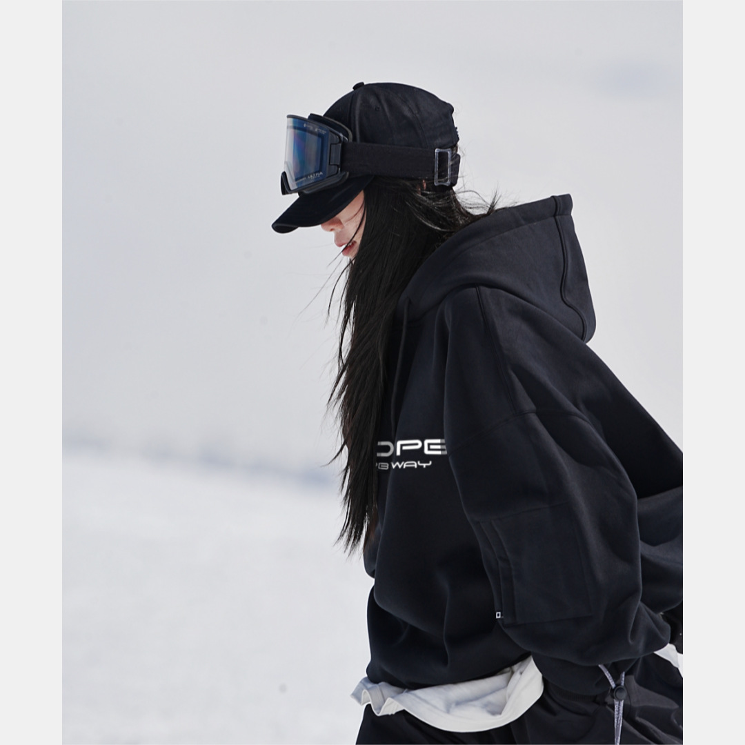 Ice Degree Ski Hoodie, American Style, Loose Fit, Hooded, Windproof, Breathable, Warm, Waterproof, Oversized Ski Sweatshirt